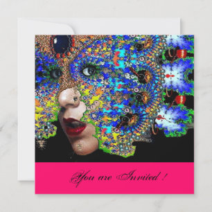 EFEEMER Mardi Gras Maskerade Bal,fuchsia zwart Kaart