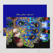 EFEEMER, Mardi Gras Masquerade Feest black blue Kaart (Voorkant / Achterkant)