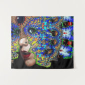 EFEEMER/ VROUW MET KLEURRIJKE FRACTALE MASKER WANDKLEED (Voorkant (horizontaal))