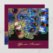 EFEEMERE zoete 16 masqueradebal ,blauw masker Kaart (Voorkant / Achterkant)