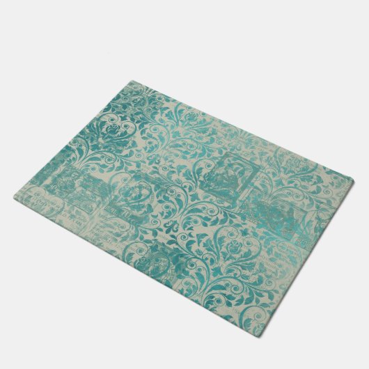Efemeer Turquoise Papier Serie Ontwerp 19 Deurmat (Schuin)