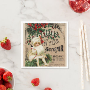 Efemera Kerst Nieuwjaar Souvenir Poster Servet