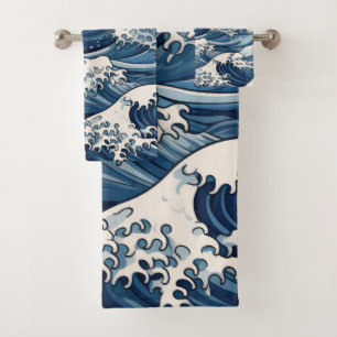efemere kam: Hokusai-golven opnieuw voorgesteld Bad Handdoek