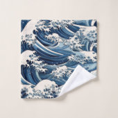 efemere kam: Hokusai-golven opnieuw voorgesteld Bad Handdoek (Wasdoekje)