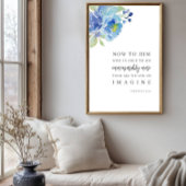 Efeze 3:20 Waterverf Blauwe Bloem Bijbelvers Poster