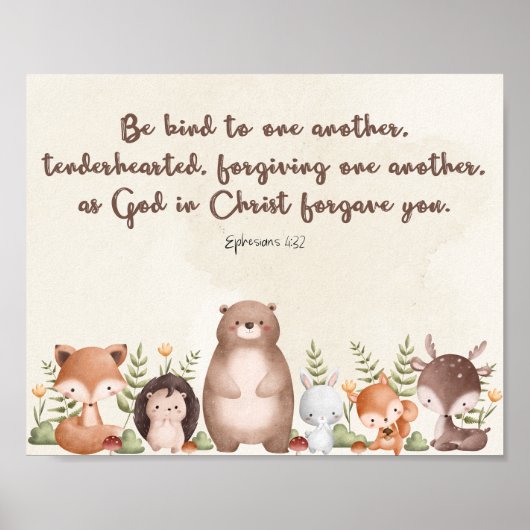 Efeze 4:32 kinderkamer muurkunst poster afdruk (Voorkant)