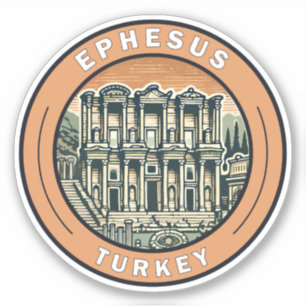 Efeze Turkije Illustratie Travel Art Badge Sticker