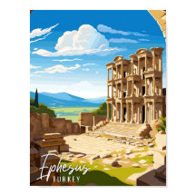 Efeze Turkije vintage reisillustratie
