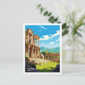 Efeze Turkije vintage reisplaats illustratie Briefkaart (Staand voorkant)