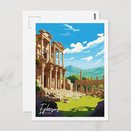 Efeze Turkije vintage reisplaats illustratie Briefkaart (Voorkant / Achterkant)