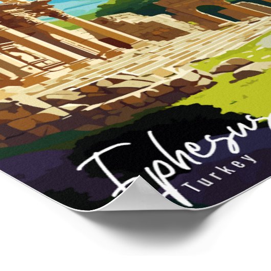 Efeze Turkije vintage reisplaats illustratie Poster (Hoek)