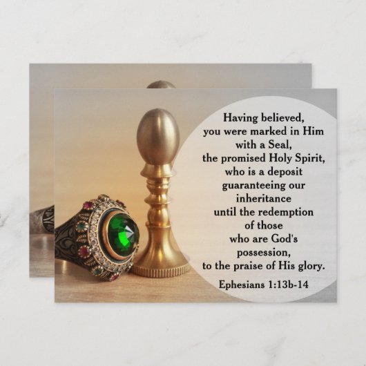 Efeziërs 1:13b-14 Gemarkeerd met een zegel ansicht Briefkaart (Voorkant / Achterkant)