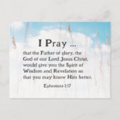 Efeziërs 1:17 Bijbelgebed voor wijsheid Openbaring Briefkaart (Voorkant)