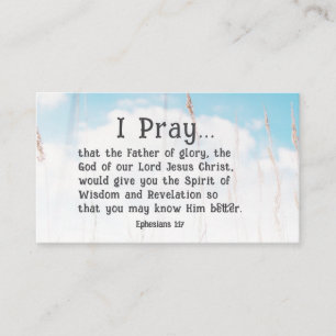 Efeziërs 1:17 Bijbelgebed voor wijsheid Openbaring Visitekaartje