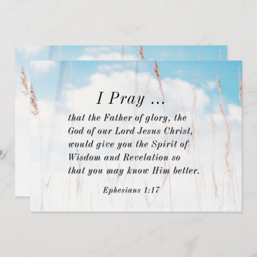 Efeziërs 1:17 Bijbelgebed Wijsheid Openbaring Kaar (Voorkant / Achterkant)