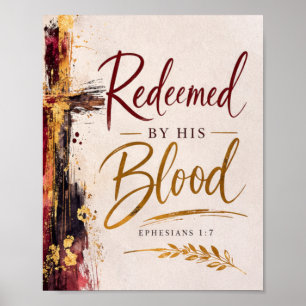 Efeziërs 1:7 Vrijgekocht door Zijn bloed christen Poster