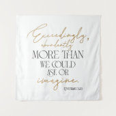 Efeziërs 3:20 Bijbelvers Black White Goud  Wandkleed (Voorkant)