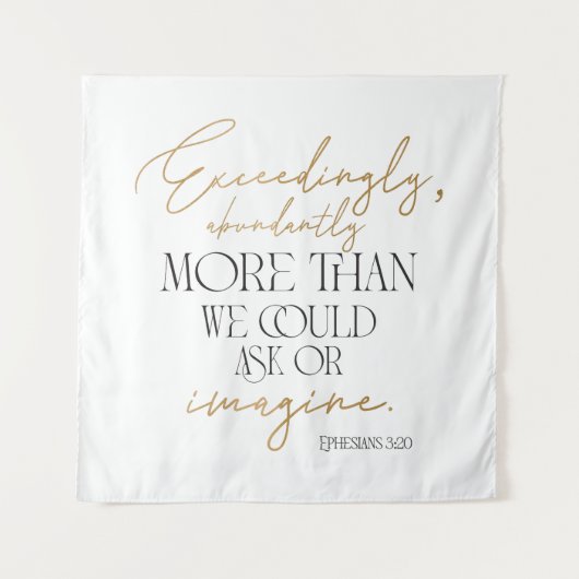 Efeziërs 3:20 Bijbelvers zwart wit goud Wandkleed (Voorkant)