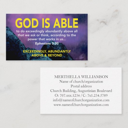 Efeziërs 3:20 | God is in staat de Schrift te over Visitekaartje (Voorkant / Achterkant)