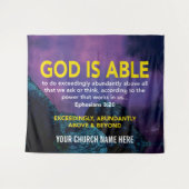 Efeziërs 3:20 GOD IS IN STAAT Kerk Wandkleed (Voorkant (horizontaal))