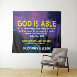 Efeziërs 3:20 GOD IS IN STAAT Kerk Wandkleed