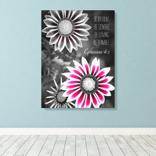 Efeziërs 4:2 verpakt canvas (Insitu (Houten vloer))