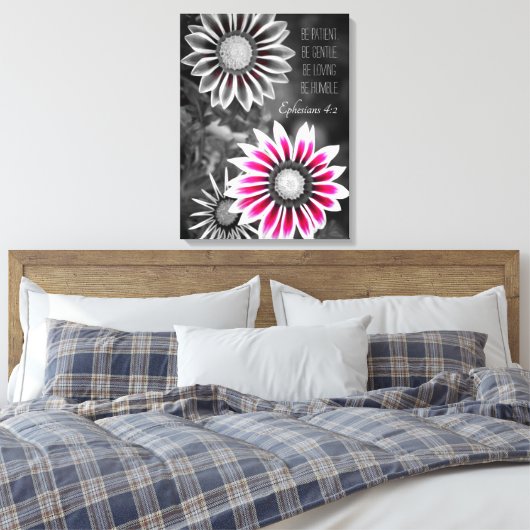 Efeziërs 4:2 verpakt canvas afdruk (Insitu (Slaapkamer))