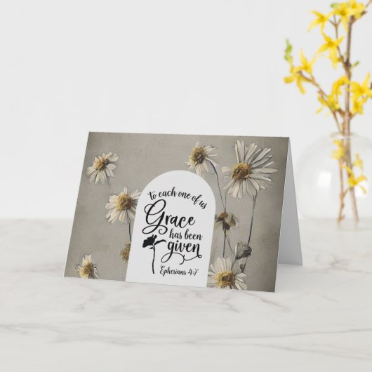 Efeziërs 4:7 Aan ieder van ons wordt Genade gegeve Kaart (Gele Bloem)