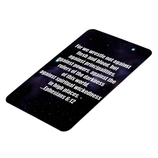 Efeziërs 6:12 Bijbelvers op ruimte achtergrond Magneet (Linkerzijde)