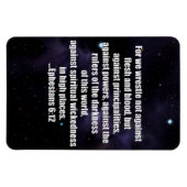 Efeziërs 6:12 Bijbelvers op ruimte achtergrond Magneet (Horizontaal)