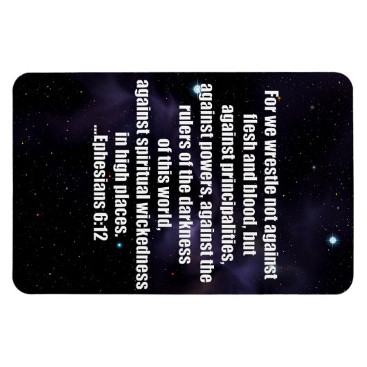 Efeziërs 6:12 Bijbelvers op ruimte achtergrond Magneet (Horizontaal)