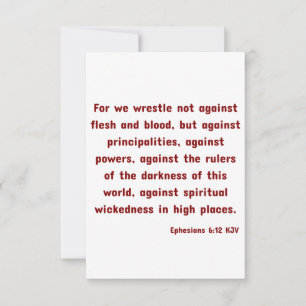 Efeziërs 6:12 KJV Bijbelvers Wenskaart Kaart
