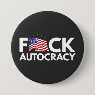 Eff autocratie in witte tekst ronde button 7,6 cm