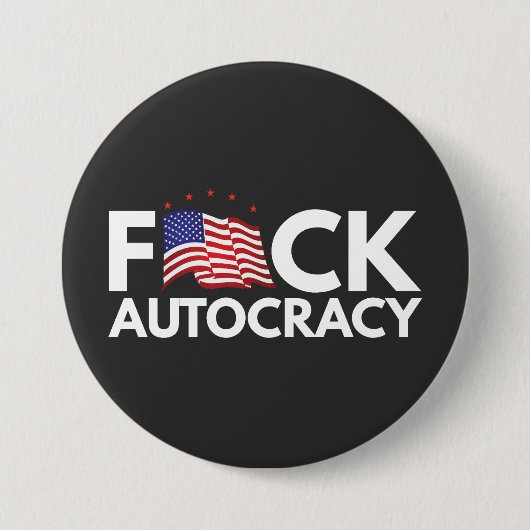Eff autocratie in witte tekst ronde button 7,6 cm (Voorkant)
