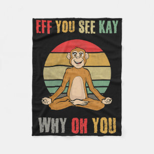 Eff You See Kay Why Oh You Grappige Aap Yoga Vinta Fleece Deken