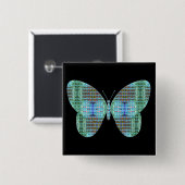 Effect van juwelig vlinderglas vierkante button 5,1 cm (Voorkant /achterkant)