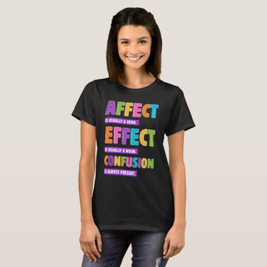 Effect vs Effect Grammatica – Grappig Woord Nerd G T-shirt (Voorkant volledig)