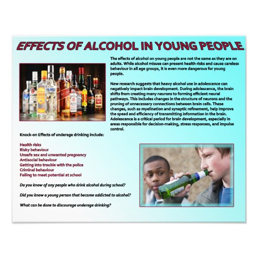 Effecten van alcohol op jongeren foto afdruk (Voorkant)