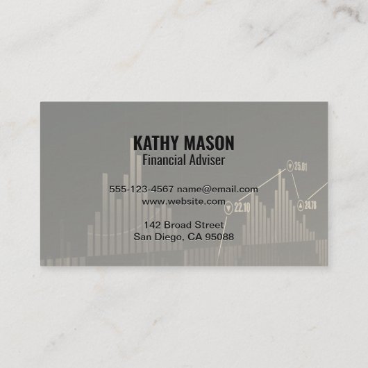 effectenmakelaar | Investering | beursgrafiek Visitekaartje (Achterkant)