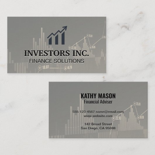 effectenmakelaar | Investering | beursgrafiek Visitekaartje (Voorkant / Achterkant)