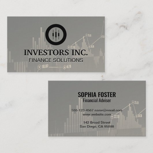 effectenmakelaar | Investering | voorraadgrafiek Visitekaartje (Voorkant / Achterkant)