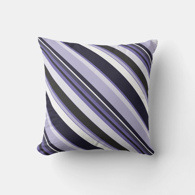 Effectieve hedendaagse Violet Diagonaal Stripes Kussen (Voorkant)