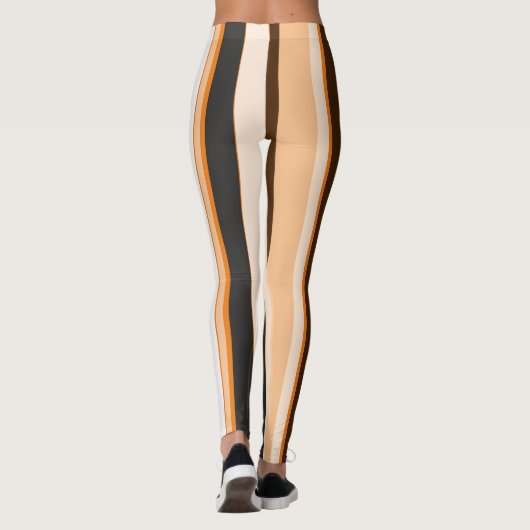 Effectieve Oranje hedendaagse verticale strepen Leggings (Achterkant)