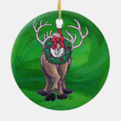 Effectieve rendierziekte op rood en groen keramisch ornament (Achterkant)