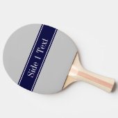 Effektief Grijs Marineblauwe Lint Naam Monogram Tafeltennisbatje (Zijkant)