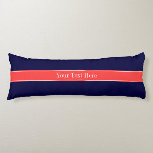Effektief Navy Blauw Koraal Rood Lint Naam Monogra Lichaamskussen