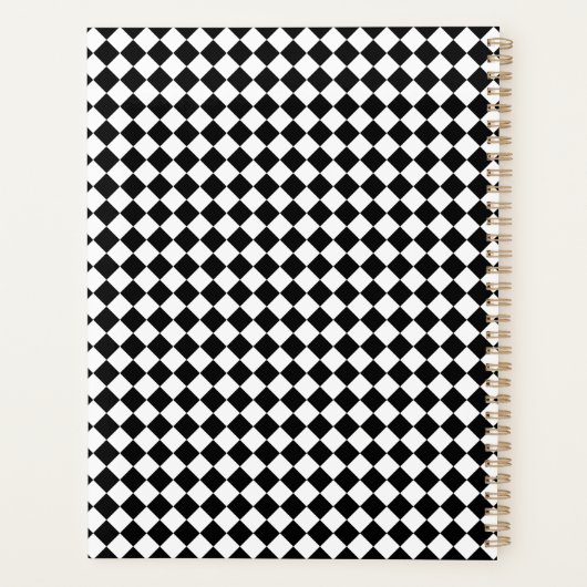 Effektief zwart en wit Chevron patroon standaard Planner (Achterkant)