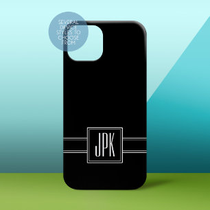 Effektief zwart met driedubbele monogram iPhone 16 plus hoesje