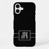 Effektief zwart met driedubbele monogram iPhone hoesje (Achterkant)
