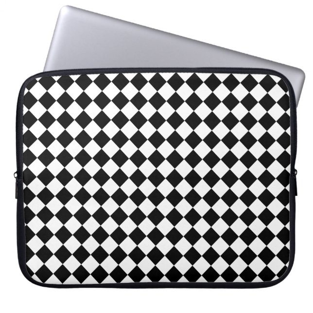 Effektief zwart-wit chevronpatroon laptop sleeve (Voorkant)